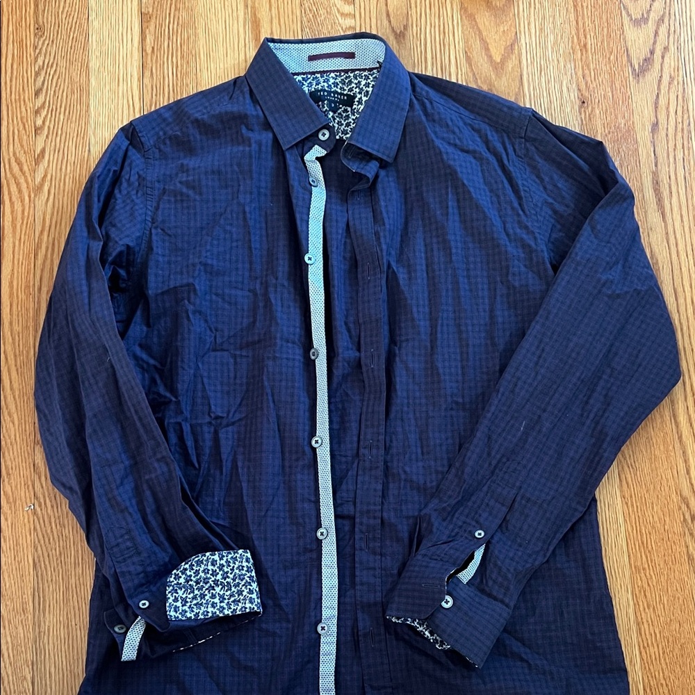 Ted Baker Men's Navy Button-Up Shirt